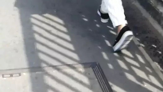 Siyah çizgili güzel beyaz pantolonlu güzel bir eşek