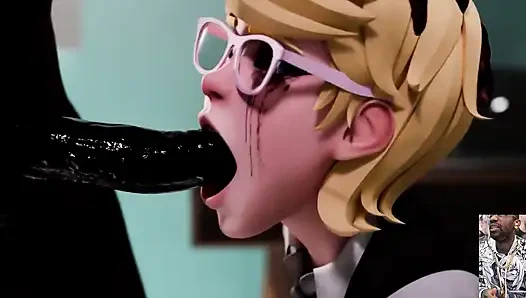 Kel amcık Judy fışkırtana kadar anal sikiliyor ve parmaklanıyor, inek kız büyük zenci yarağını gırtlağına kadar alıyor