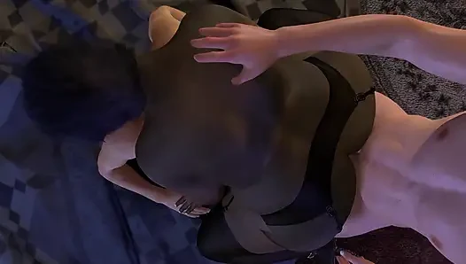 Büyük yuvarlak götlü siyah orta yaşlı seksi kadın çifte sikiliyor