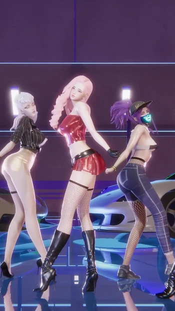 Ключевой момент от "MMD BlackPink - закрытие Ahri Seraphine Kaisa Evelynn, сексуальная Kpop, Лига танца легенд KDA"