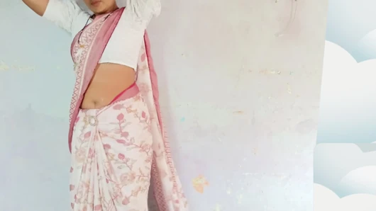 Beautiful stepsister taking off her saree blouse Brother looking for sex alone in the room Brother saw sister completely naked with a pimp body and pearly ass