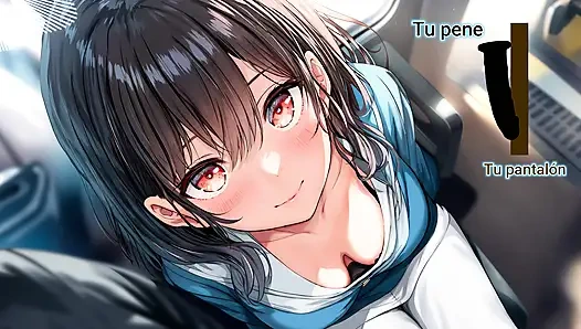 Hiszpański Hentai JOI - Niegrzeczny masturbuje się w japońskim pociągu.