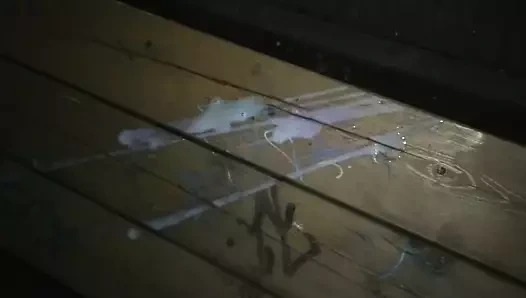 Mega Cumshot auf die Parkbank in der Nacht