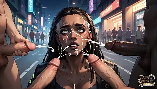 Neon şehrinde sibernetik zenci kraliçenin süt fışkıran orgazmı! Sıcak koyu renkli sert porno!