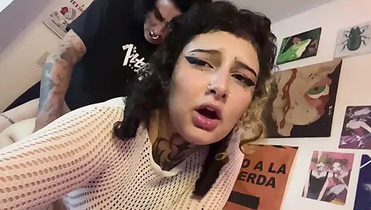 Colombian gothic slut bitch fucks her stepbrother until she makes him cum in her big ass