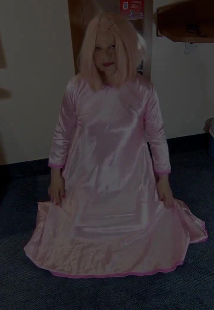 Hot Crossdresser in Ultra Shiny Sexy Pink Satin