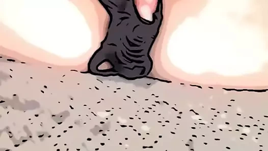 Çizgi roman tarzı - kedi içinde kayma