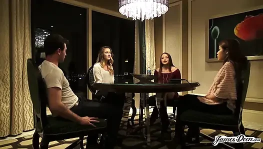 Avi Love, Bambi, Sami Parker James Deen ile ters grup seks yapıyor