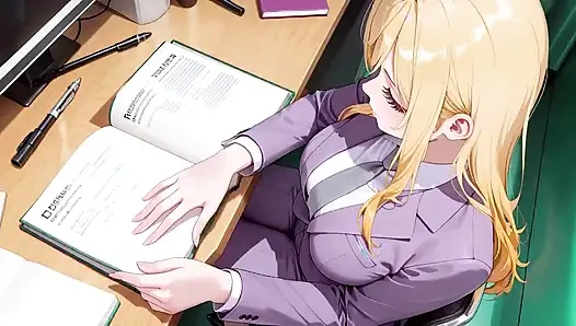 Blonde Boss in Purple Suit! Office Train Private Moments. She's Multitasking with Files While Secretly Adjusting Her Skirt...