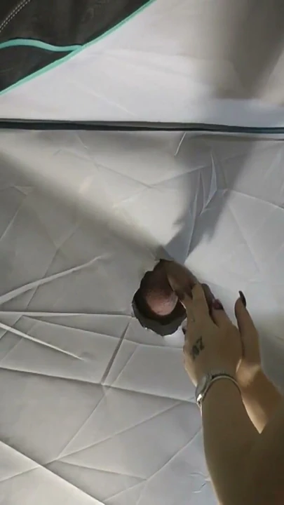 Hot and Cute Babysitter in Sexy Lingerie gives a Big Cock in a Tent to make Precum Dripping from the Big Dick before… | Clip 1