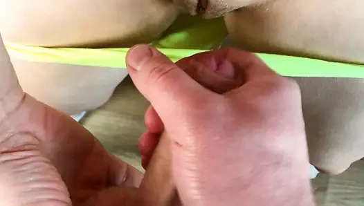 Let me help you in exchange for a few drops of cum on my panties. MILF jerks off stepson. POV.