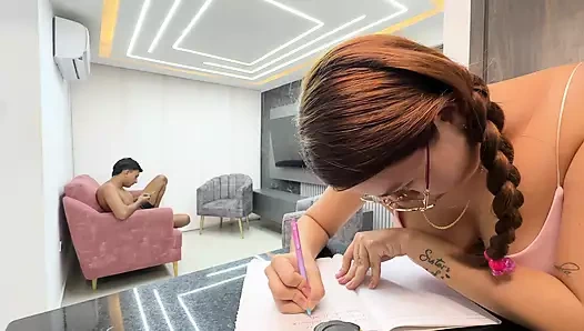 Meraklı kızıl saçlı büyük götlü üvey kız kardeş benden güzel penisimi ölçmemi istiyor, görünce azıyor