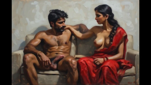 Indian wife sucking her stepbrother cock infront of her husband hot threesome sex