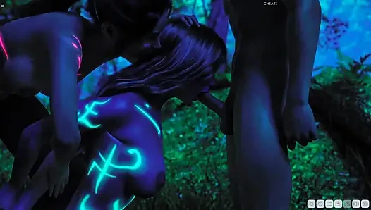 James Having Threesome With Two Evil Girls In Forest