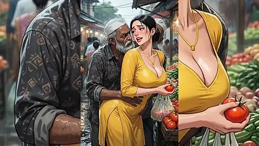 Hintli orta yaşlı seksi kadınlar ve yenge pis müslüman erkekler tarafından tamamen domine ediliyor - halka açık gruplama ve yolsuzluk