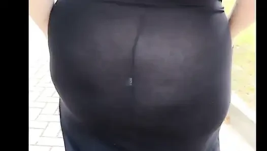 Walk in the public square with the stepmother in a transparent dress.