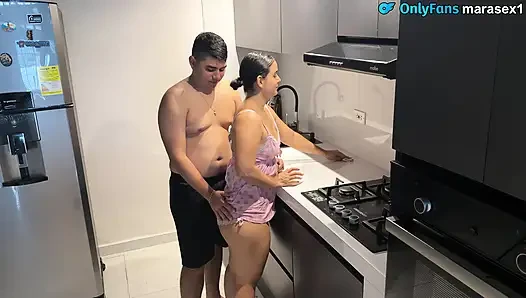 Big ass stepmom gets fucked by her stepson without being seen - cuckold husband