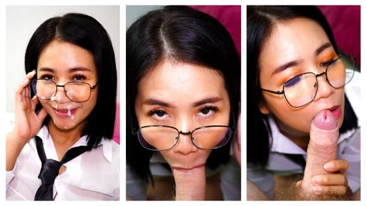 Asyalı sekreter patronun yüzüne boşalmasına izin veriyor