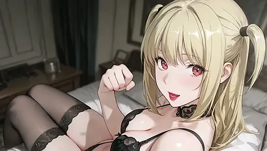 Misa Amane Hentai Cosplay. Tembel evli kadın Misa Amane akşam yemeği için kendini servis ediyor