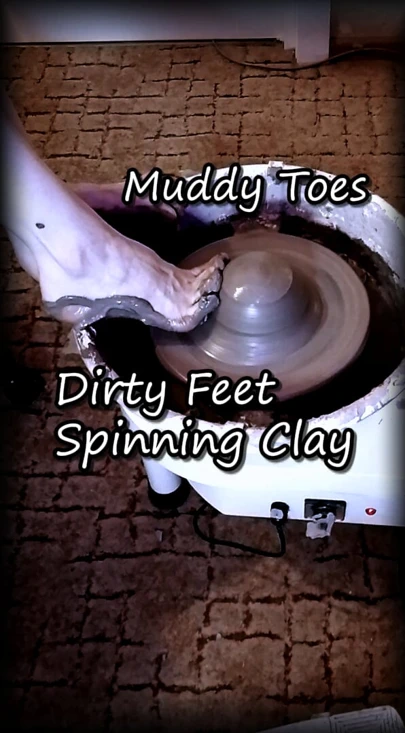 Çamurlu ayak parmakları dönen kil - ayak fetişi çömlekçi asmr
