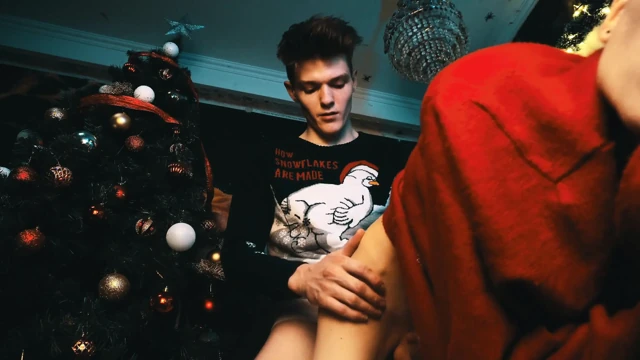 Neredeyse erkek arkadaşımı Noel ağacıyla karıştırıyordum! Noelden önce sikiş