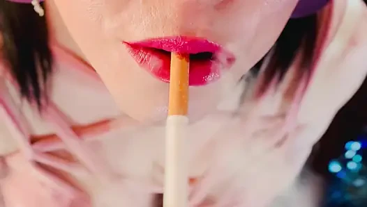 A Cute Goth, Tina Snua Smoking A Cigarette In Close Up With Lots OF Dangling - OMI OME Drifting