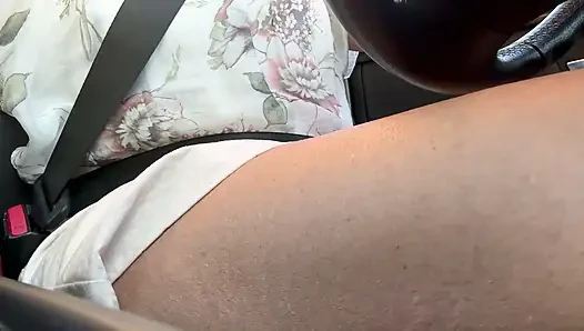 Hot mature lady goes to work and because she's horny she touches her juicy pussy in the car