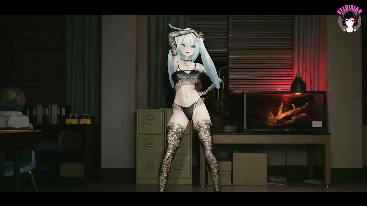 Seksi iç çamaşırlı çok ateşli genç kız dans ediyor (3 boyutlu hentai)