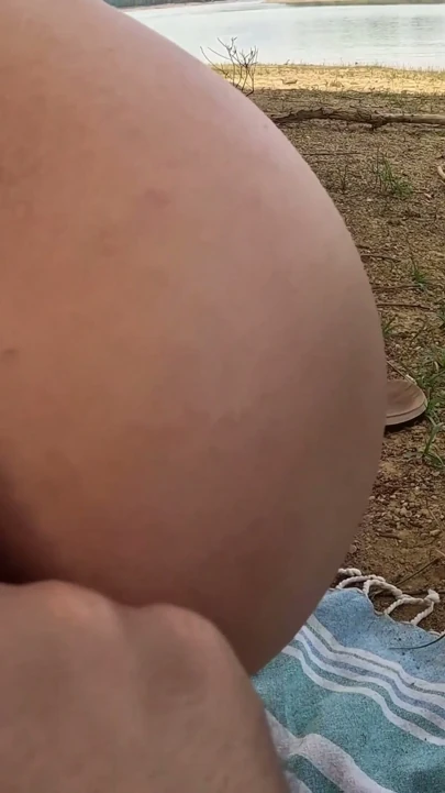 AlmaSol Vlogger at French Nudist Beach Sees a Guy Jerking Off and Sucks His Cock Until He Cums | Clip 1