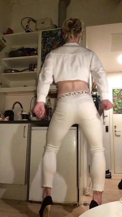 SissyWhiteboi Jes Brinch in white jeans | Clip 1