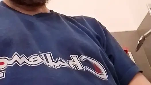 It's always risky to masturbate in bathrooms at work... Grrr