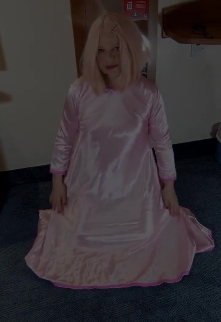 Hot Crossdresser in Ultra Shiny Sexy Pink Satin