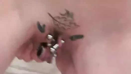 Milf Julie squirts jet in public shower