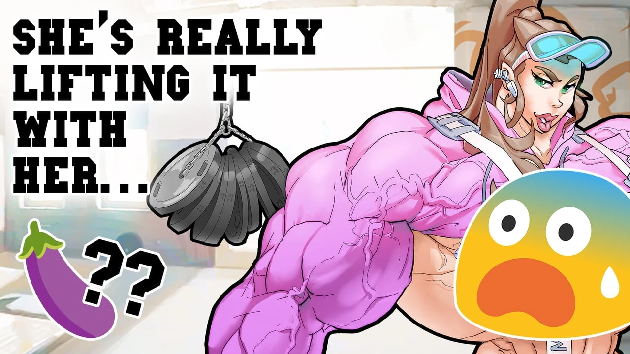 Kym's Futanari Cock grows during Workout Training Gym Dick Weightlifting Futanari Bodybuilder