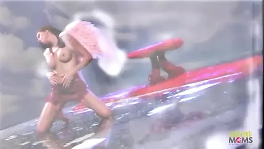Melek kanatları olan kız sıkı göt deliğini siktirmeden önce dildo kullanıyor