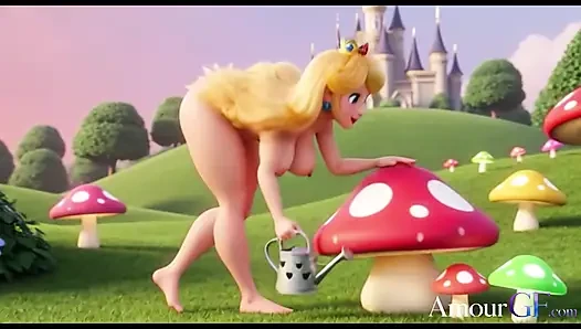 3 boyutlu animasyon prenses peach bahçede her şeyi derine alıyor