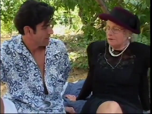 Sex-crazed granny gets slammed from behind outdoors