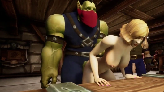 Bir ork ve bir insan tarafından iki kez sikiliyor