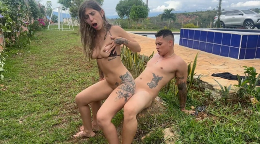 The lifeguard rescues her and punishes her with a good fuck