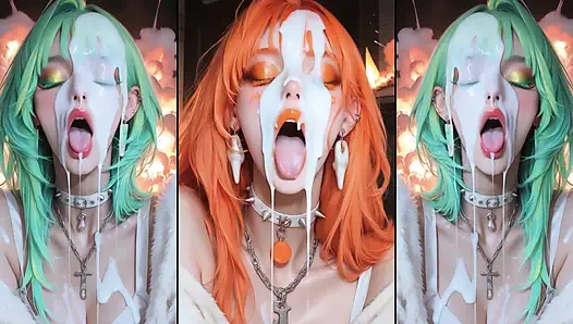 Bölüm 2: Anime karakterleri yüzlerini tamamen dölle kaplıyor.