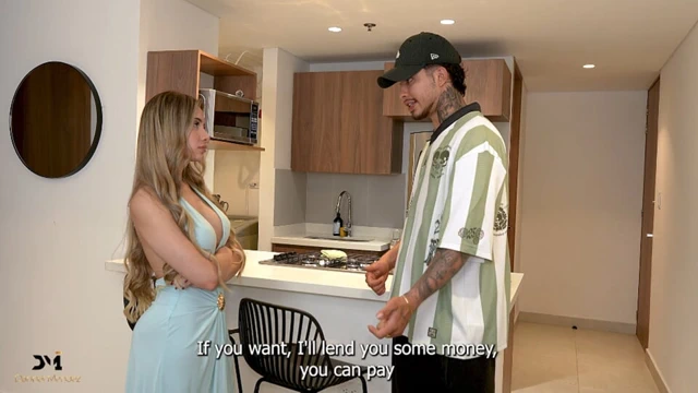 Hot Blonde Pays Pizza Delivery Guy with Her Pussy - Danner Mendez & Ambar Prada