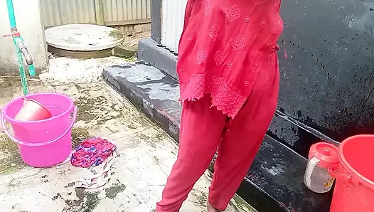 Amateur Desi Hot Step Mom Big Ass Big Nipple Outdoor Shower Exclusive Scene Captured By Her Step Son