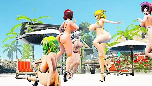 5 kalın büyük memeli kız plajda dans ediyor (beni taşı)