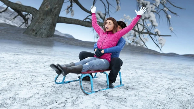 Orta yaşlı seksi kadın sara Noel'de sikiliyor