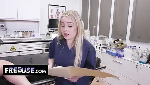 Tombul orta yaşlı seksi kadın Haley Spades ve Missa Mars sapık doktordan özel muamele alıyor