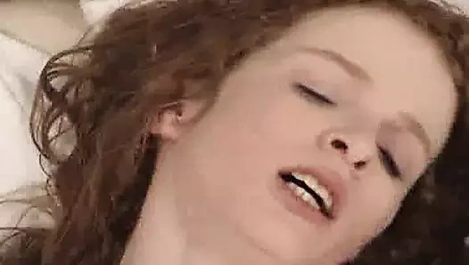 Dirty brunette jerks her cunt and sucks big cock