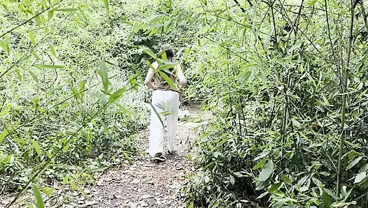 While out for a walk in the public park with my stepsister, I find her naked.