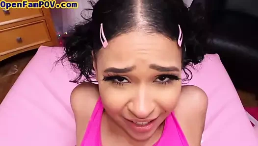 Abanoz deldi üvey kız gets kedi çivilenmiş içinde pov video tarafından üvey babası