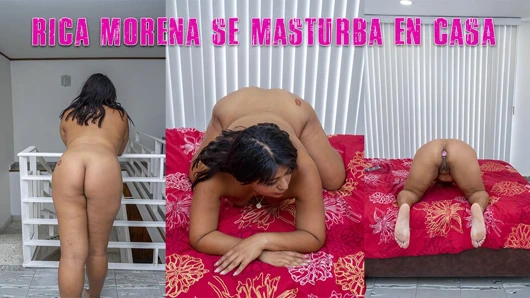 Meksikalı esmer evde tek başına mastürbasyon yapıyor