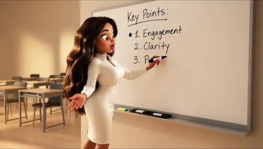 Ateşli öğretmen sınıf sırasında tamamen çıplak soyunuyor - erotik çıplak ders